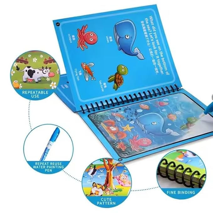 Magic Water Coloring & Reusable Painting Books with Water Pen