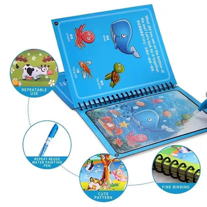 Magic Water Coloring & Reusable Painting Books with Water Pen