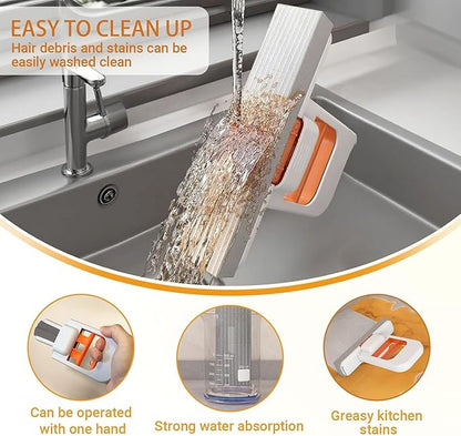 Mini Foldable Sponge Mop , Wet & Dry Portable Cleaning Tool for Kitchen Countertops