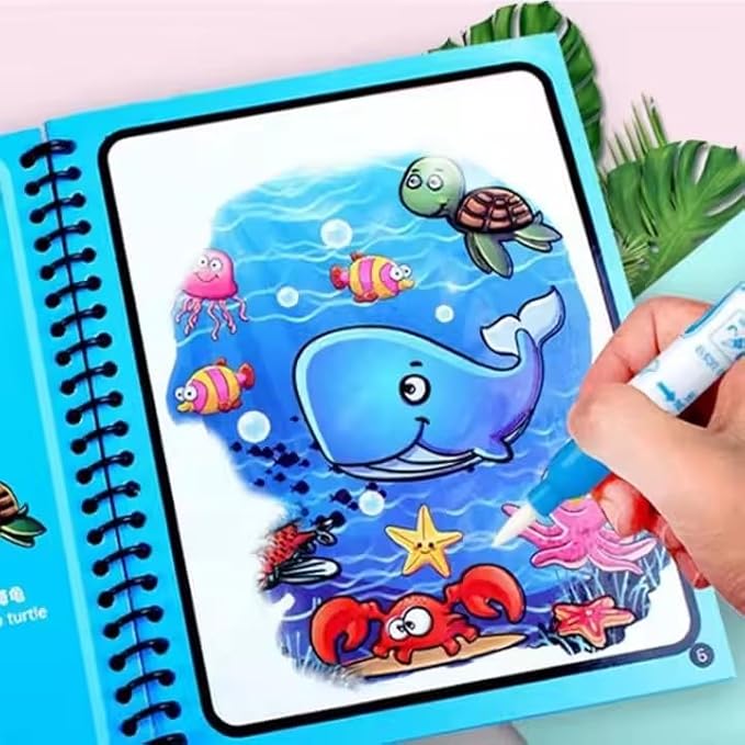 Magic Water Coloring & Reusable Painting Books with Water Pen