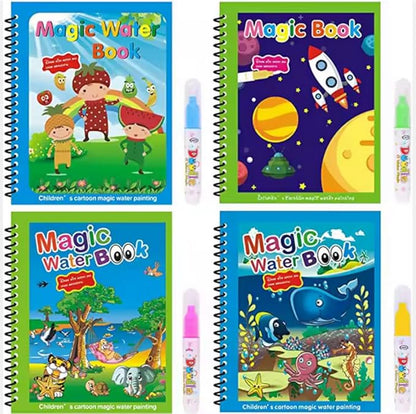 Magic Water Coloring & Reusable Painting Books with Water Pen