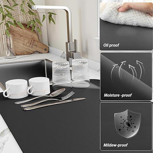 Drying Mat for Kitchen, Water Absorbent Kitchen Mat (PACK OF 2)