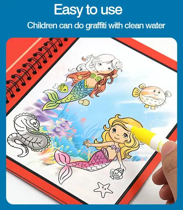 Magic Water Coloring & Reusable Painting Books with Water Pen