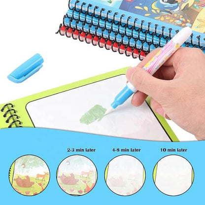 Magic Water Coloring & Reusable Painting Books with Water Pen